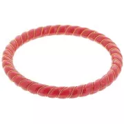 Bracelet jonc torsadé en résine opaque avec fil doré 64 mm - Rouge foncé x1