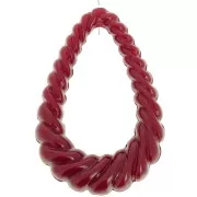 Pendentif goutte évidé torsadé 36x24.5 mm en résine opaque - Bordeaux x1