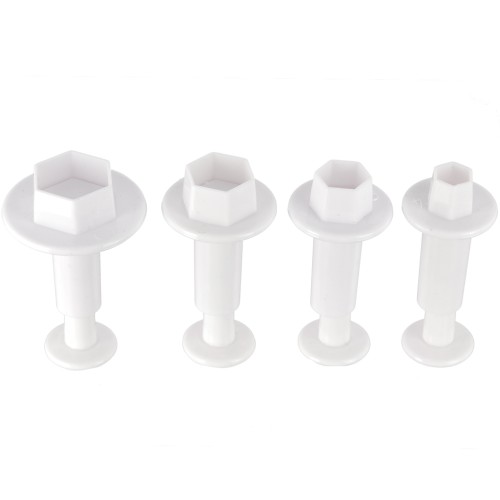 4 emporte-pièces poussoirs pour pâte polymère - Octogone - 20-22-24-30 mm