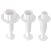 3 emporte-pièces poussoirs pour pâte polymère - Fleurs - 20-24-30 mm