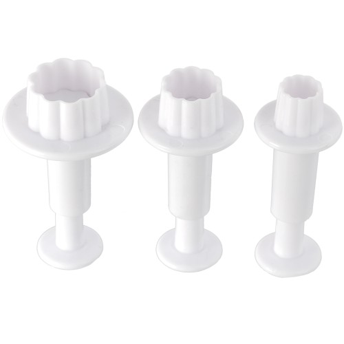 3 emporte-pièces poussoirs pour pâte polymère - Fleurs - 20-24-30 mm