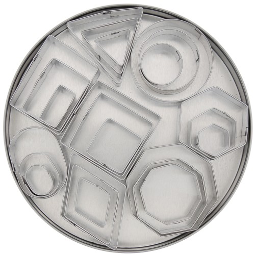 Set de 24 emporte-pièces en acier inox pour modelage - Géométrique