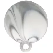 Cabochon rond en résine opaque 15 mm avec anneau fermé - Marbré Gris x1