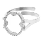 Bague ovale réglable - motif demi soleil - cabochon plat 10x8 mm - Acier inox 316L