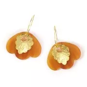 Pendentif 3 pétales 36x45 mm en acétate transparent - Marbré Fauve x1