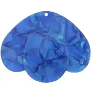 Pendentif 3 pétales 36x45 mm en acétate transparent - Bleu roi nacré x1