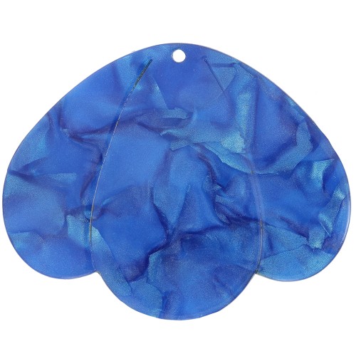 Pendentif 3 pétales 36x45 mm en acétate transparent - Bleu roi nacré x1