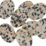 Cabochon plat ovale 18x13 mm imitation pierre gemme - Jaspe Dalmatien x1