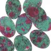 Cabochon plat ovale 18x13 mm imitation pierre gemme - Rubis zoisite x1