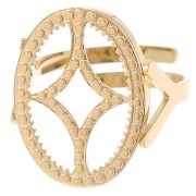 Bague ovale réglable - motif design - cabochon plat 18x13 mm Acier inox 316L Doré|raw }}