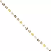 Chaîne maille fantaisie fleurs 6 mm Résine époxy - Jaune - Marron - Doré x50cm