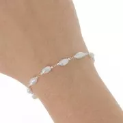 Chaîne perlée 5 mm - imitations perles d'eau douce irrégulières - Argenté x50cm