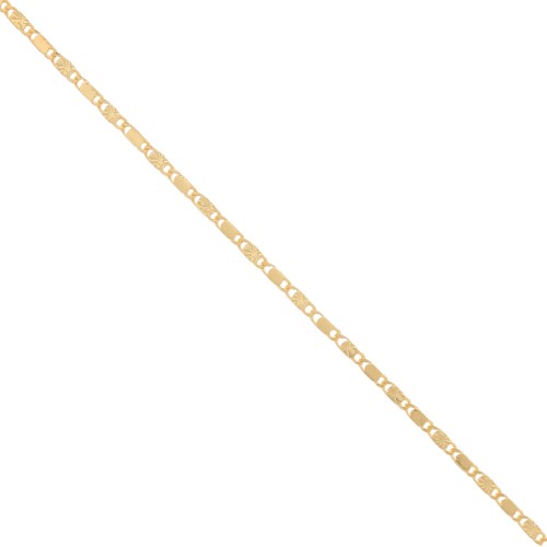 Chaîne fantaisie maille marine avec fleurs striés - 2.5 mm - Doré x50cm