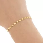 Chaîne fantaisie maille marine avec fleurs striés - 2.5 mm - Doré x50cm