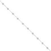 Chaîne maille forçat avec perles rondes 2 mm - Argenté x50cm