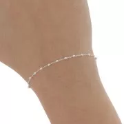 Chaîne maille forçat avec perles rondes 2 mm - Argenté x50cm