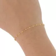 Chaîne maille forçat avec perles rondes 2 mm - Doré x50cm