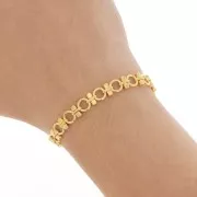 Chaîne maille fantaisie avec anneaux ronds - 6.5 mm- Doré x20cm