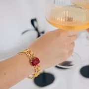 Chaîne maille fantaisie avec anneaux ronds - 6.5 mm- Doré x20cm