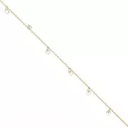 Chaîne maille forçat 1.3 mm avec pampilles oxydes de zirconium 4 mm - Doré x 50cm