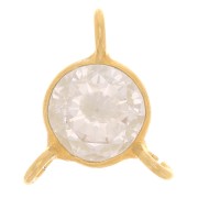 Intercalaire rond 3 anneaux avec oxyde de Zirconium 6 mm Doré Or fin - Crystal x1|raw }}