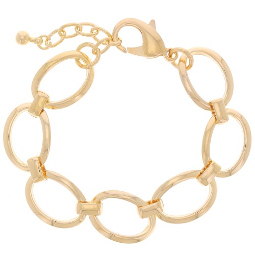Bracelet grosse maille forçat ovale 16 mm - Doré à l'or fin x 19cm