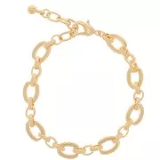 Bracelet grosse maille forçat ovale alternée 9mm effet diamanté Doré Or Fin x 19cm