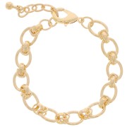 Bracelet grosse maille fantaisie ovale 10 mm - Doré à l'or fin x 19cm|raw }}