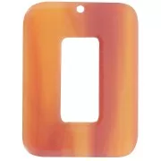 Pendentif rectangle évidé en acétate transparent 40x30 mm - Marbré Fauve x1