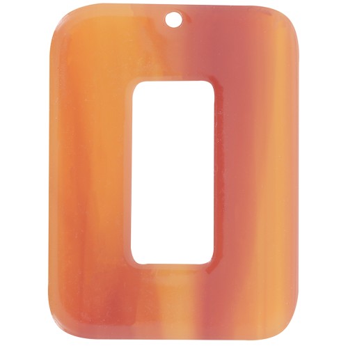 Pendentif rectangle évidé en acétate transparent 40x30 mm - Marbré Fauve x1