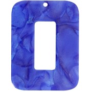 Pendentif rectangle évidé en acétate transparent 40x30 mm - Bleu roi nacré x1