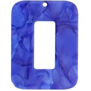 Pendentif rectangle évidé en acétate transparent 40x30 mm - Bleu roi nacré x1