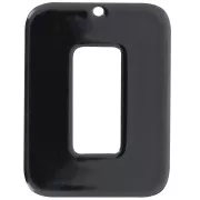 Pendentif rectangle évidé en acétate opaque 40x30 mm - Noir x1