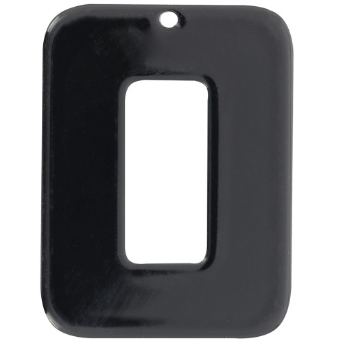 Pendentif rectangle évidé en acétate opaque 40x30 mm - Noir x1