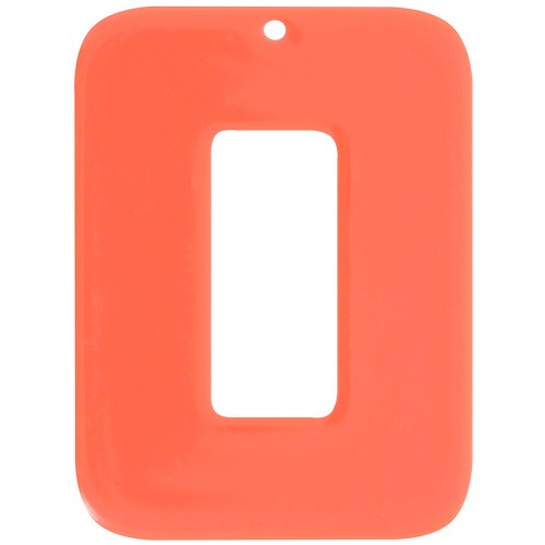 Pendentif rectangle évidé en acétate opaque 40x30 mm - Terracotta x1
