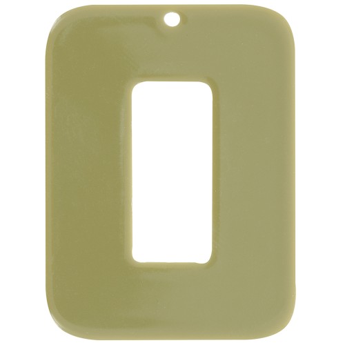 Pendentif rectangle évidé en acétate opaque 40x30 mm - Olive x1