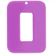 Pendentif rectangle évidé en acétate opaque 40x30 mm - Magenta x1