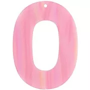 Pendentif ovale évidé 47x34 mm en acetate opaque - Rayé Multi-rose nacré x1