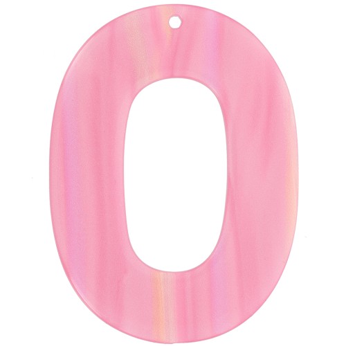 Pendentif ovale évidé 47x34 mm en acetate opaque - Rayé Multi-rose nacré x1
