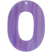 Pendentif ovale évidé 47x34 mm en acetate opaque - Rayé Multi-violet nacré x1