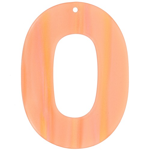 Pendentif ovale évidé 47x34 mm en acetate opaque - Rayé Multi-orange nacré x1