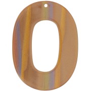 Pendentif ovale évidé en acetate opaque 47x34 mm - Rayé Multi-marron nacré x1