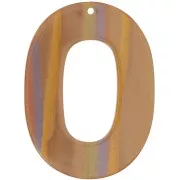 Pendentif ovale évidé en acetate opaque 47x34 mm - Rayé Multi-marron nacré x1