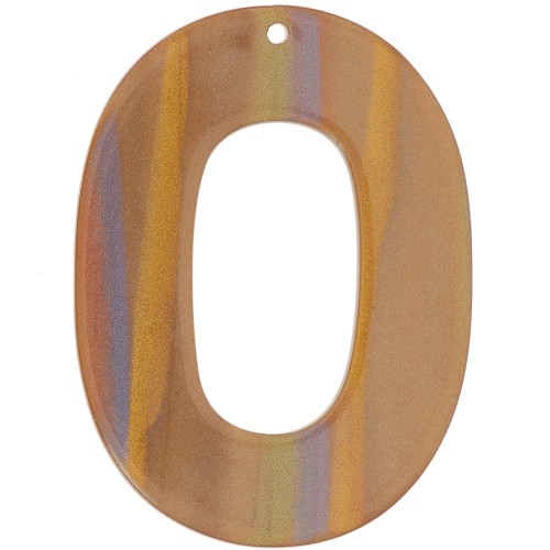 Pendentif ovale évidé en acetate opaque 47x34 mm - Rayé Multi-marron nacré x1