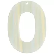 Pendentif ovale évidé en acetate opaque 47x34 mm - Rayé Multi-vert clair nacré