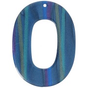 Pendentif ovale évidé 47x34 mm en acetate opaque - Rayé Multi-bleu nacré x1