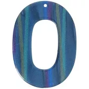 Pendentif ovale évidé en acetate opaque 47x34 mm - Rayé Multi-bleu nacré x1