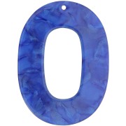 Pendentif ovale évidé 47x34 mm en acetate opaque - Bleu roi nacré x1