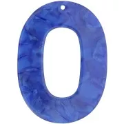 Pendentif ovale évidé en acetate opaque 47x34 mm - Bleu roi nacré x1