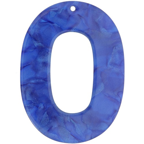 Pendentif ovale évidé 47x34 mm en acetate opaque - Bleu roi nacré x1